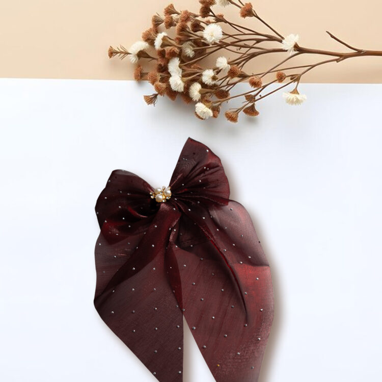 Jaanshu Large Hair Bows maroon