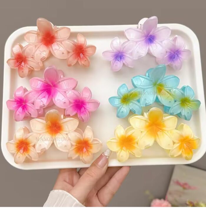 JAANSHU Triple Flower Hair Claw Clutcher – Stylish & Durable, Non-Slip Grip, Lightweight & Comfortable – Multicolor Pack of 4 - Image 4