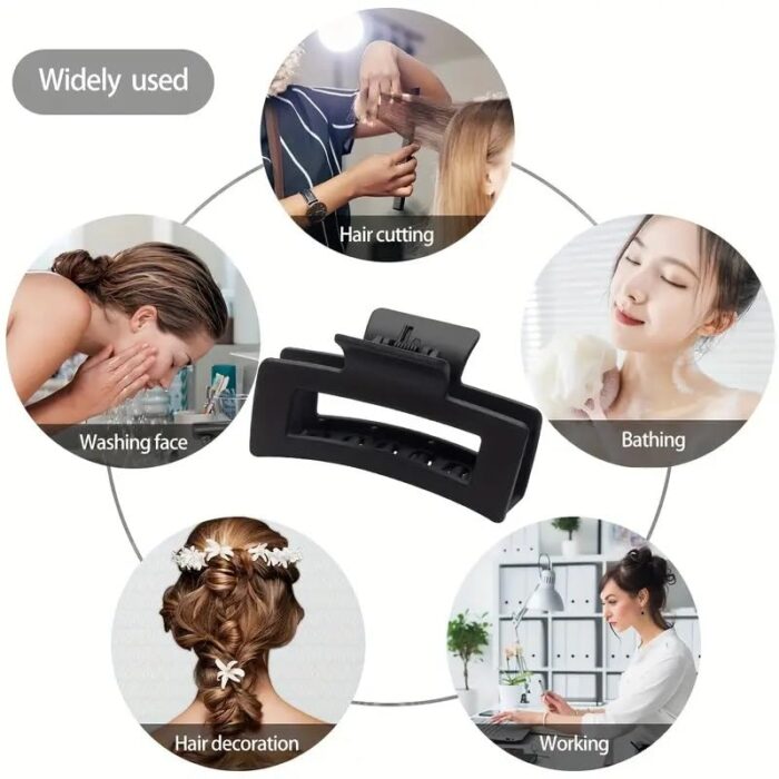 JAANSHU 4 Pc Matte Hair Claw Set – Stylish, Durable, Non-Slip Clips for Women & Girls – Perfect for All Hair Types & Everyday Use (Pack of 4) - Image 3