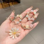 Jaanshu Metal Hair Clips Barrettes Pins For Women's Geometric Shape Hollow Hairpin Korean Clips Clip Clamps,Pearl Clips For Girls (Combo Pack of 4 exact Design), Multicolor - Image 8