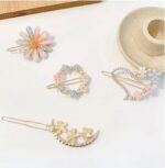 Jaanshu Metal Hair Clips Barrettes Pins For Women's Geometric Shape Hollow Hairpin Korean Clips Clip Clamps,Pearl Clips For Girls (Combo Pack of 4 exact Design), Multicolor - Image 7