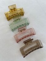 JAANSHU Korean Style Large Plastic Transparent Multicolor Color Hair Claw Clips Long Jaw Clutches Hair Accessories for Women and Girls (4 Pcs) - Image 3