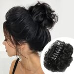 JAANSHU Curls Messy Curly Dish Hair Claw Bun Hairpieces Clip - Natural Looking Ponytail Synthetic Hairpiece for Women