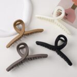 Jaanshu 3.5 Inch Large Matte Hair Claw Clips - Non-Slip Big Butterfly Jaw Clips for Thin, Fine & Thick Hair, Women & Girls (Pack of 3, Multicolor) - Image 3