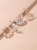 Jaanshu Metal Hair Clips Barrettes Pins For Women's Geometric Shape Hollow Hairpin Korean Clips Clip Clamps,Pearl Clips For Girls (Combo Pack of 4 exact Design), Multicolor - Image 2