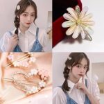 Jaanshu Metal Hair Clips Barrettes Pins For Women's Geometric Shape Hollow Hairpin Korean Clips Clip Clamps,Pearl Clips For Girls (Combo Pack of 4 exact Design), Multicolor - Image 4