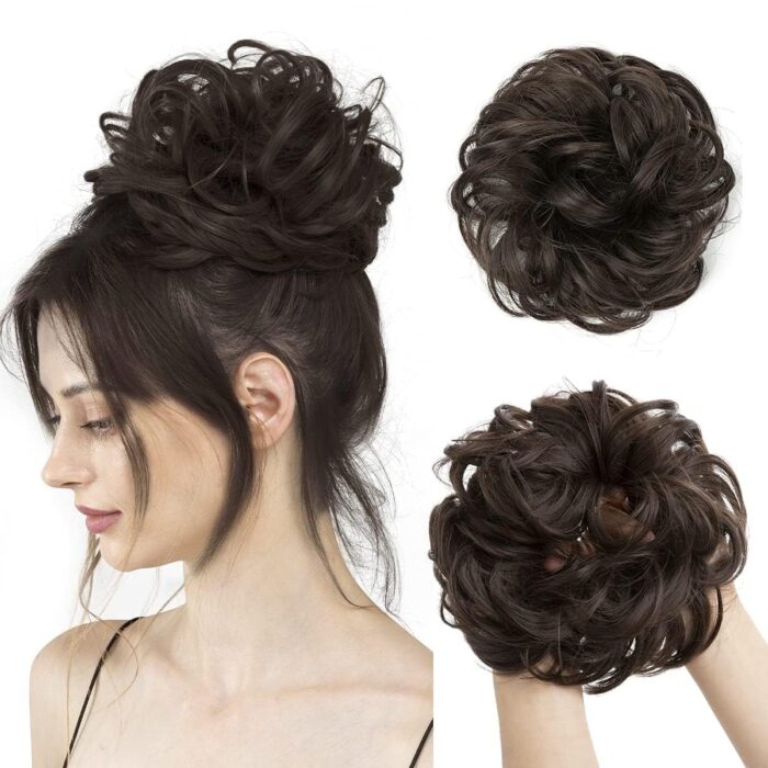 Jaanshu - Stylish Juda Hair Buns - Messy Bun Hair Extension with Artificial Fake Bun Maker Scrunchies - Elastic Rubber Band Included - Image 8