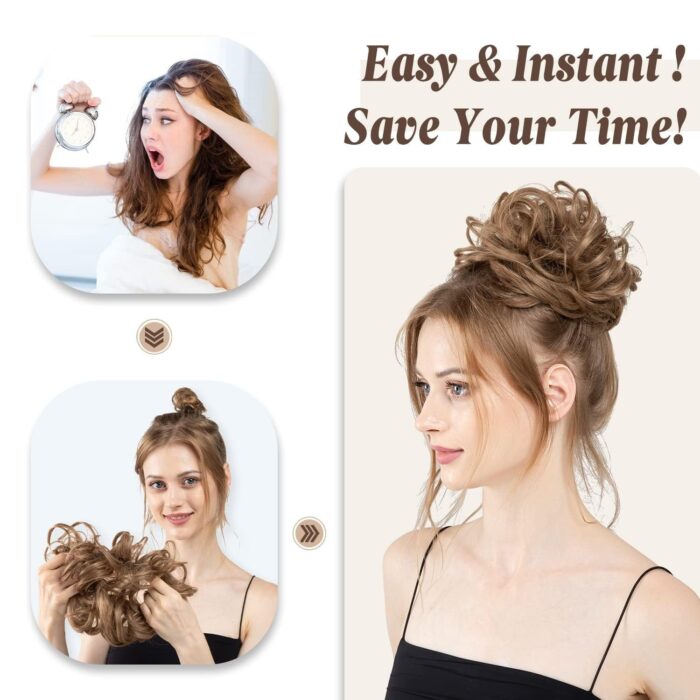 Jaanshu - Stylish Juda Hair Buns - Messy Bun Hair Extension with Artificial Fake Bun Maker Scrunchies - Elastic Rubber Band Included - Image 7