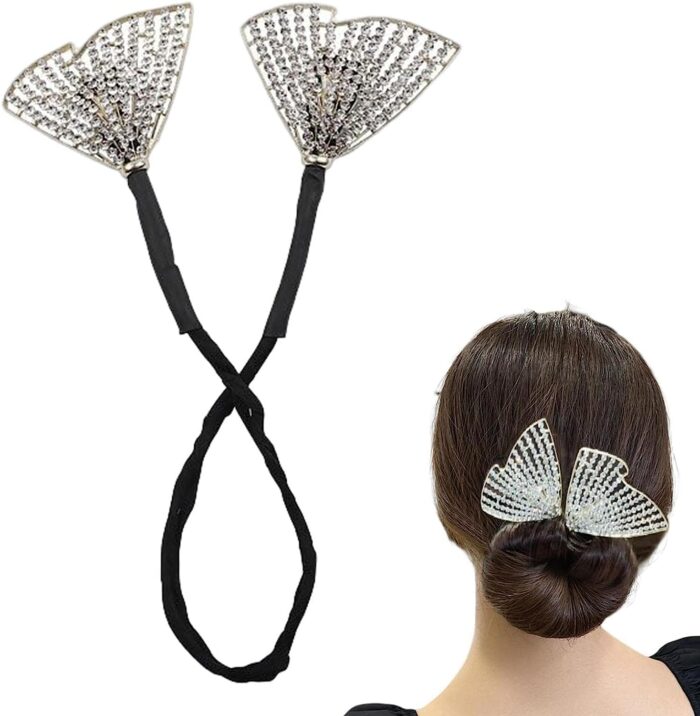 JAANSHU Hair Bun Accessories For Women Floral Easy Hair Bun Maker For Hair Metal Rhinestone Bun Clips For Hair Elegant Hairstyle Twist Bun Shaper - Image 2