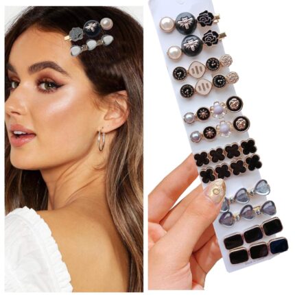 JAANSHU Black Korean Style Fancy Hair Clips – Elegant Hair Accessories for Women & Girls