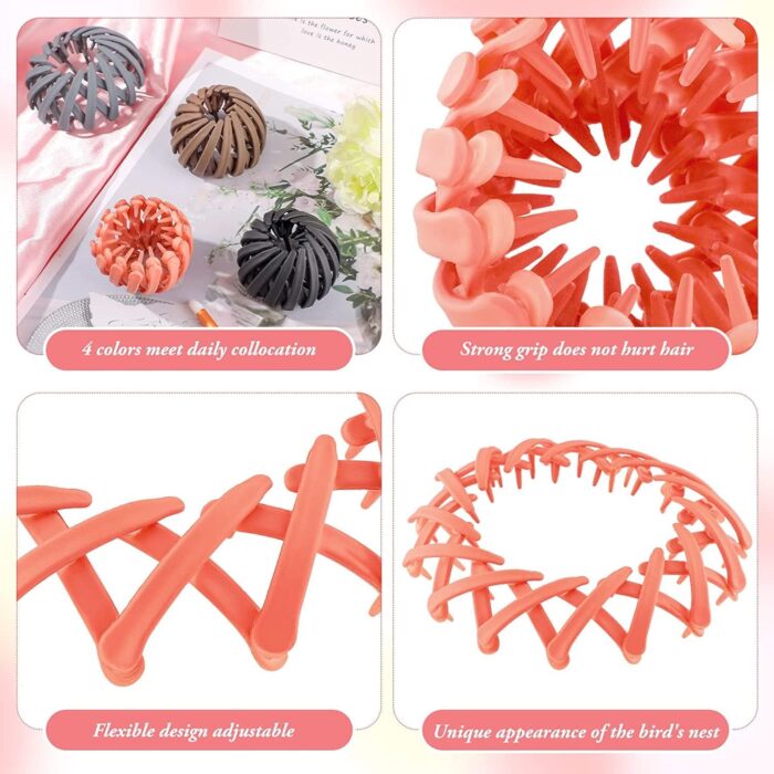JAANSHU Bird Nest Hair Ponytail Holder - Plastic Bun Clip with Easy Grip Design, Durable Multi-Color Hair Claw for Stylish Updos - Image 6