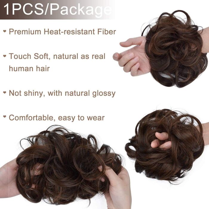 Jaanshu - Stylish Juda Hair Buns - Messy Bun Hair Extension with Artificial Fake Bun Maker Scrunchies - Elastic Rubber Band Included - Image 3