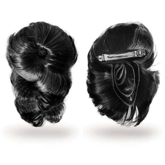 JAANSHU Hair Buns For Women Black Hair Extensions Artificial Hair Bun For Women Faux Bun Women Hair Wig Hair Bun Clip with net attached, Matte Finish - Image 5