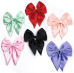 JAANSHU Bow Hair Clips Handmade Ties for Girls Women Silk Satin Stylish Bow Hair Clip Bowknot Soft Fabric Bowknot French Barrettes Hair Accessories Gift- Multicolor, Pack of 3 - Image 3