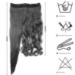 Jaanshu 20-Inch Curly Wavy Black Daily Wear Hair Extension - Natural Look, 5-Clip Design, Durable, Comfortable, and Heat-Resistant Styling. - Image 3