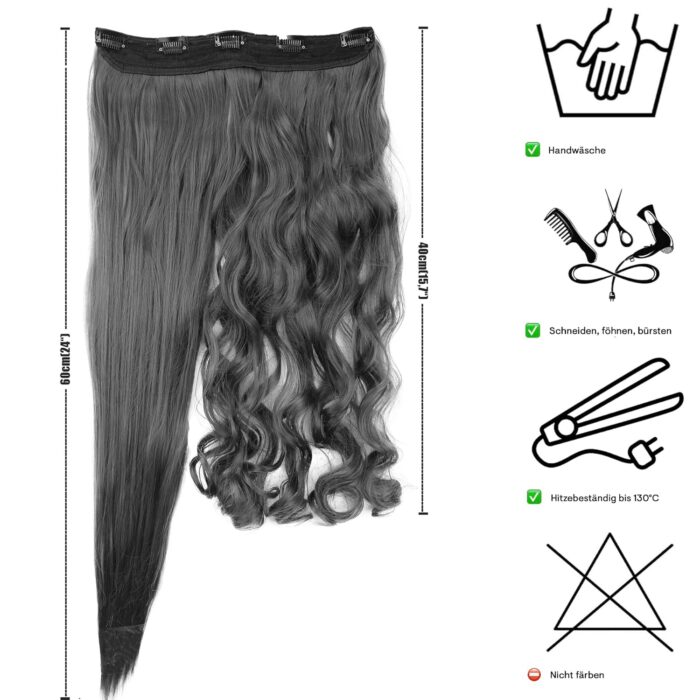 Jaanshu 20-Inch Curly Wavy Black Daily Wear Hair Extension - Natural Look, 5-Clip Design, Durable, Comfortable, and Heat-Resistant Styling. - Image 3