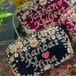 Personalized Bridal Purse with Name Embroidery | Matching Bridal Lehenga | Hindi, English, Urdu & Punjabi | Handcrafted Wedding Clutch for Brides - Image 3