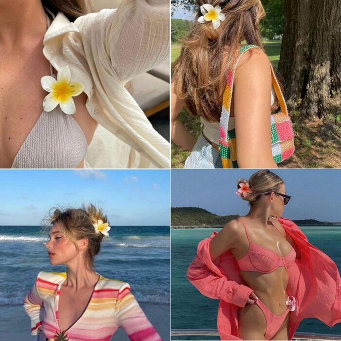 JAANSHU Flower Hair Claw Clips for Women & Girls, Strong Grip for Thin & Thick Hair, Durable Pack of 4 Tropical Accessories - Image 4