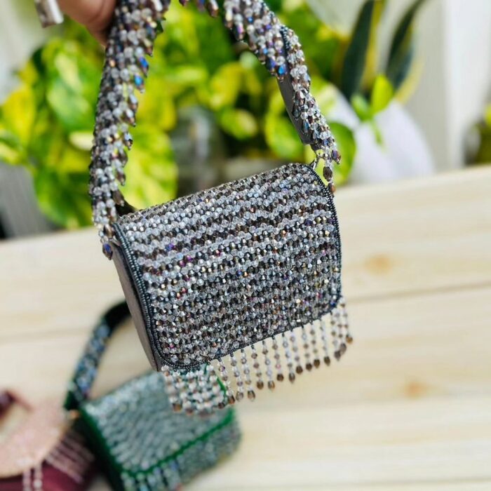 JAANSHU Luxury Handcrafted Designer Beaded Handbags for Women with Stylish Small Belt - Image 9