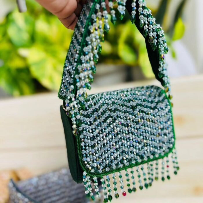JAANSHU Luxury Handcrafted Designer Beaded Handbags for Women with Stylish Small Belt - Image 8
