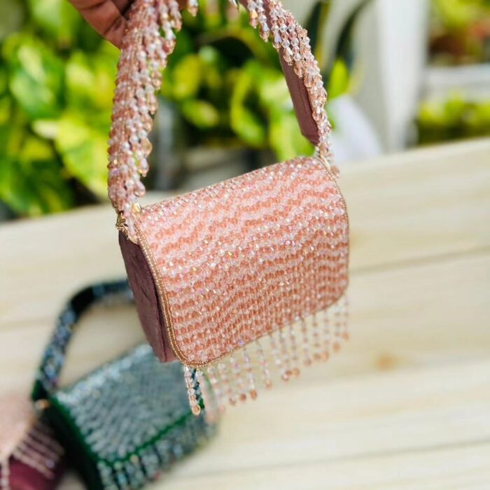 JAANSHU Luxury Handcrafted Designer Beaded Handbags for Women with Stylish Small Belt - Image 7