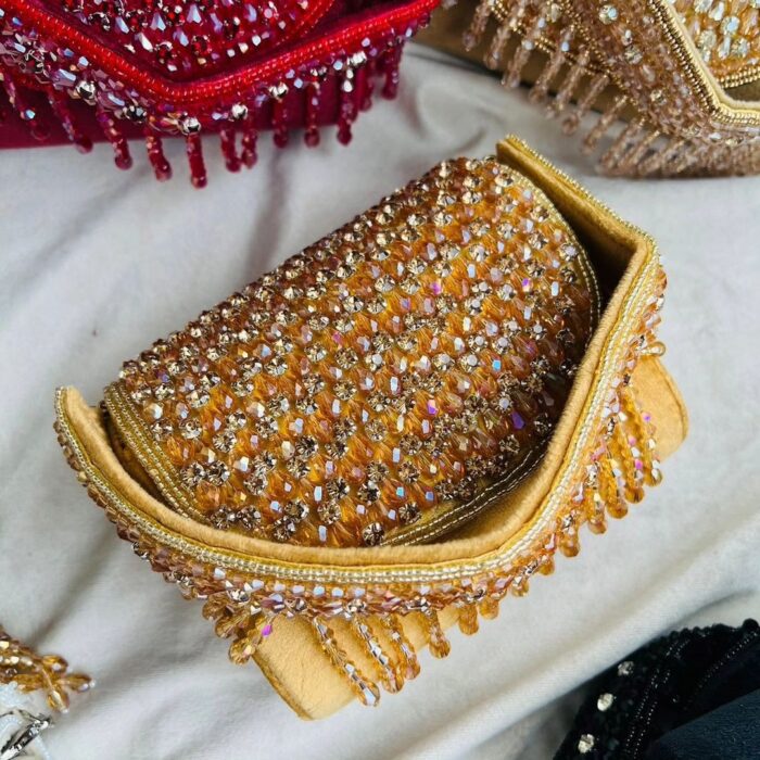 JAANSHU Luxury Handcrafted Designer Beaded Handbags for Women with Stylish Small Belt - Image 2