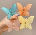 Jaanshu Butterfly Frosted Acrylic Hair Claw Clips - Trendy Hair Accessories for Women & Girls (Pack of 4) Multicolor - Image 2