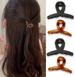 Jaanshu Medium Size Cross Hair Claw Clips - 4 Pack Resin Acrylic Clips, Simple Style, Durable Non-Slip Hair Accessories for Women