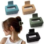 Jaanshu 4 PCS Matte Square Claw Clips for women - 2" Durable Hair Clips for Thick Hair, Stylish Multicolor Hair Accessories for Women