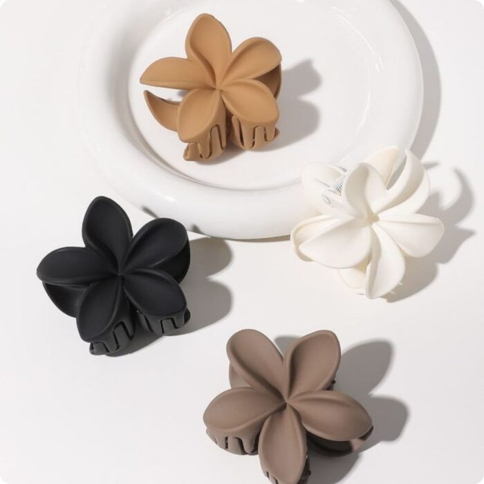 Jaanshu Flower Hair Claw Clips - 4-Pack Tropical Design - Durable, Lightweight & Stylish Korean Clips for Women and Girls - Image 2