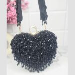 Designer Crystal Clutch bags - Elegant Heart shape Handmade Clutch - Image 2