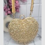 Designer Crystal Clutch bags - Elegant Heart shape Handmade Clutch - Image 3