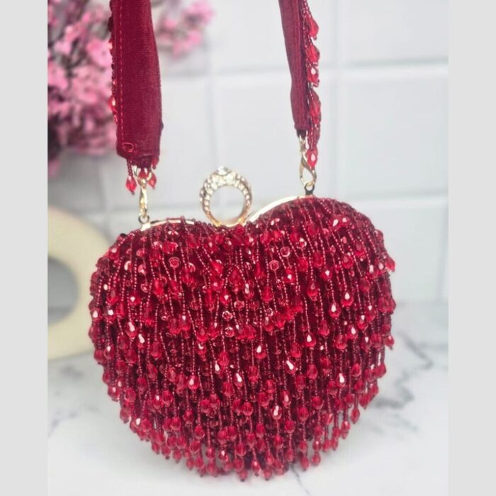 Designer Crystal Clutch bags - Elegant Heart shape Handmade Clutch - Image 1