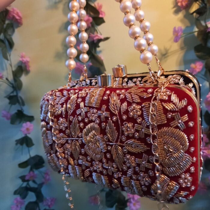 Personalized Bridal Purse with Name Embroidery | Matching Bridal Lehenga | Hindi, English, Urdu & Punjabi | Handcrafted Wedding Clutch for Brides - Image 2