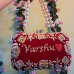 Personalized Bridal Purse with Name Embroidery | Matching Bridal Lehenga | Hindi, English, Urdu & Punjabi | Handcrafted Wedding Clutch for Brides