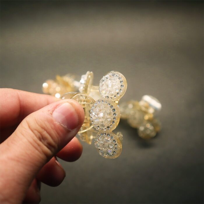 Jaanshu Small Hair Clutcher for Women - Stone Work Partywear Hair Clips, Strong Hold, Mini Hair Claws for Special Occasions (Pack of 3) - Image 7