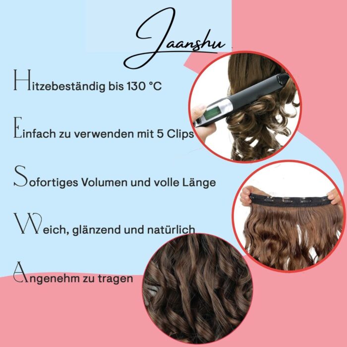 Jaanshu 20-Inch Curly Wavy Black Daily Wear Hair Extension - Natural Look, 5-Clip Design, Durable, Comfortable, and Heat-Resistant Styling. - Image 6