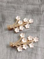 JAANSHU | Party wear Elegant White Flower Metal Hair Clip / hair accessories for girls pack of 2