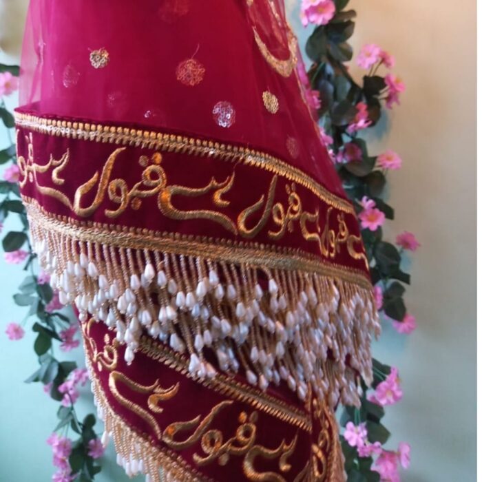 Bridal Nikah Dupatta – Personalized to Match Your Lehenga | Handcrafted Dupatta for Traditional Weddings | Multiple Colors Available - Image 3