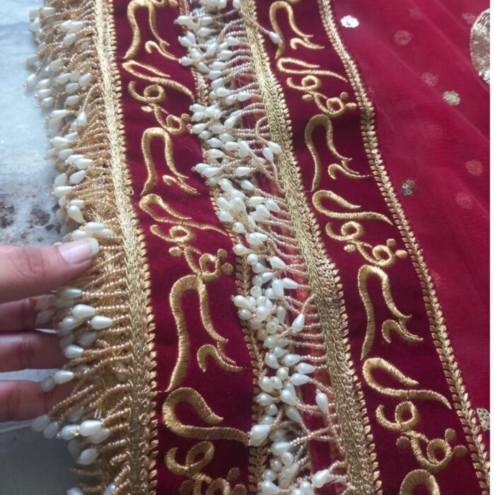 Bridal Nikah Dupatta – Personalized to Match Your Lehenga | Handcrafted Dupatta for Traditional Weddings | Multiple Colors Available - Image 4